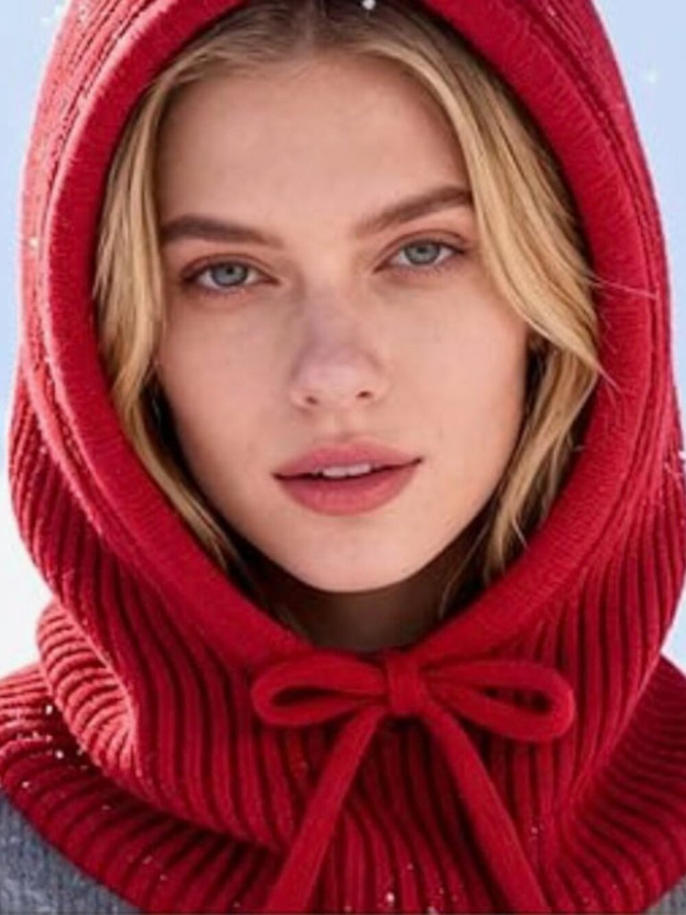 NWOT Red Fleece Lined Balaclava Hooded Scarf Hat Winter Warm Unisex OS